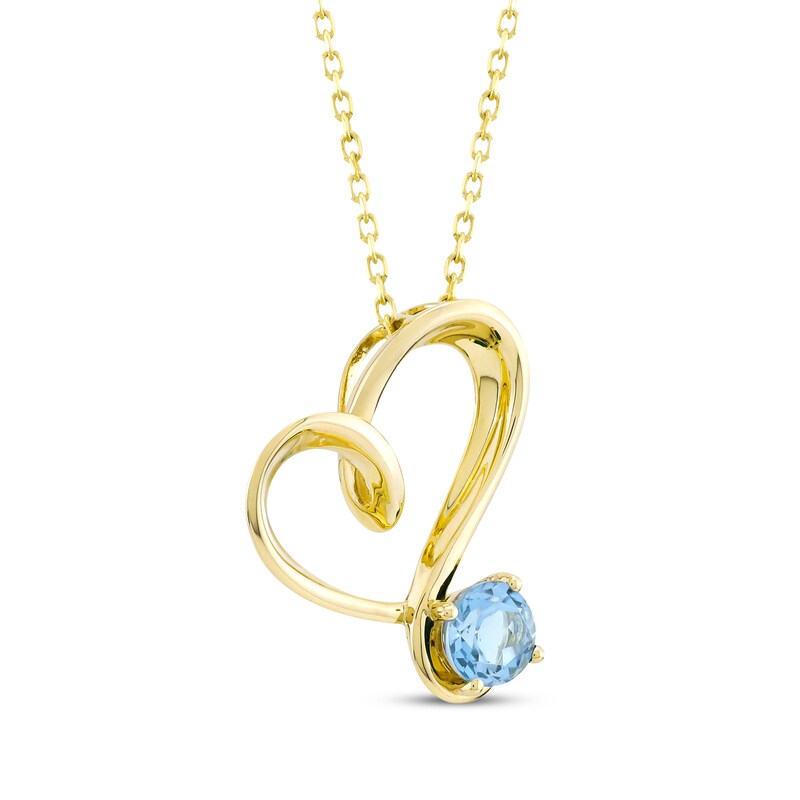 Main Image 2 of Swiss Blue Topaz Swirling Heart Necklace 10K Yellow Gold 18&quot;