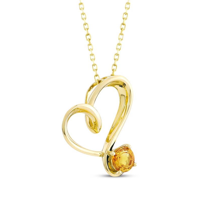 Main Image 2 of Citrine Swirling Heart Necklace 10K Yellow Gold 18"