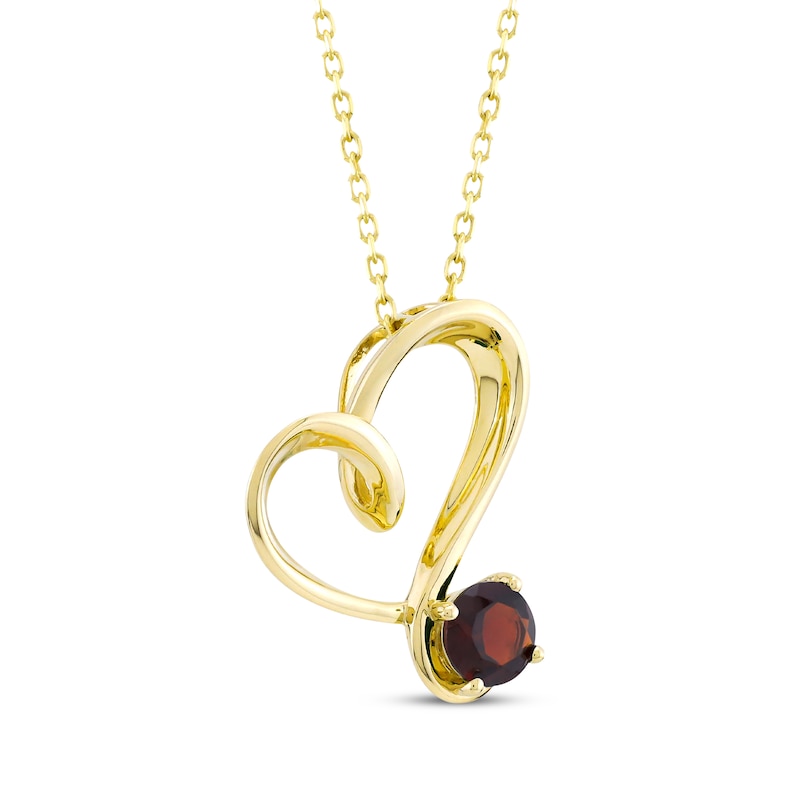 Main Image 2 of Garnet Swirling Heart Necklace 10K Yellow Gold 18&quot;