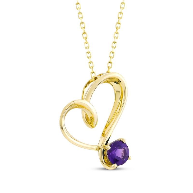 Main Image 2 of Amethyst Swirling Heart Necklace 10K Yellow Gold 18&quot;