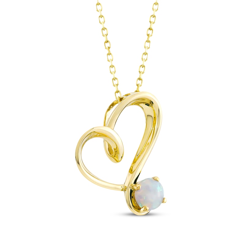 Main Image 2 of Lab-Created Opal Swirling Heart Necklace 10K Yellow Gold 18"