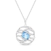Thumbnail Image 1 of Oval-Cut Swiss Blue Topaz & White Lab-Created Sapphire Crossover Circle Necklace Sterling Silver 18&quot;