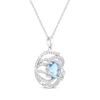 Thumbnail Image 2 of Oval-Cut Swiss Blue Topaz & White Lab-Created Sapphire Crossover Circle Necklace Sterling Silver 18&quot;