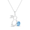 Thumbnail Image 1 of Oval-Cut Swiss Blue Topaz & White Lab-Created Sapphire Bunny Necklace Sterling Silver 18"