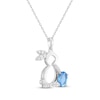 Thumbnail Image 2 of Oval-Cut Swiss Blue Topaz & White Lab-Created Sapphire Bunny Necklace Sterling Silver 18"