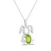 Thumbnail Image 2 of Oval-Cut Peridot & White Lab-Created Sapphire Bunny Necklace Sterling Silver 18&quot;