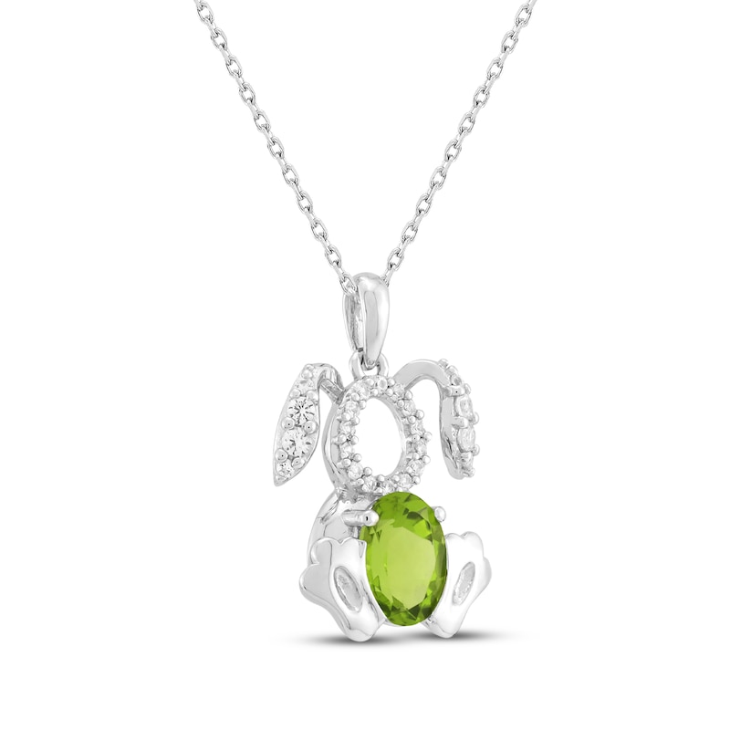Main Image 2 of Oval-Cut Peridot & White Lab-Created Sapphire Bunny Necklace Sterling Silver 18&quot;