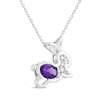 Thumbnail Image 2 of Oval-Cut Amethyst & White Lab-Created Sapphire Bunny Necklace Sterling Silver 18"