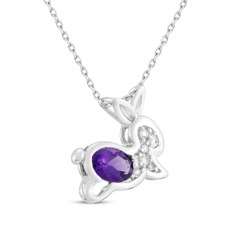 Main Image 2 of Oval-Cut Amethyst & White Lab-Created Sapphire Bunny Necklace Sterling Silver 18"