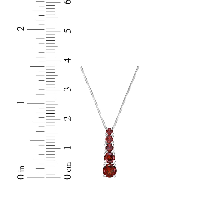 Main Image 5 of Garnet Graduated Vertical Necklace Sterling Silver 18"