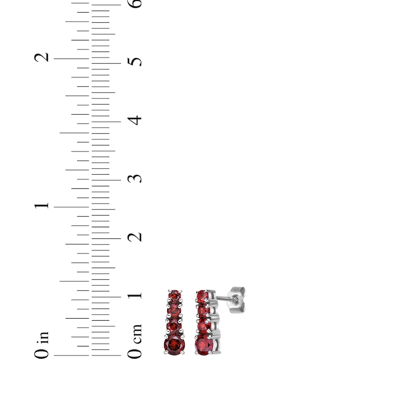 Main Image 5 of Garnet Graduated Drop Earrings Sterling Silver