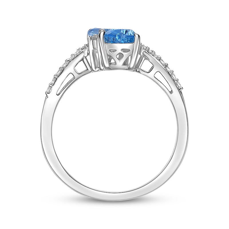 Heart-Shaped Swiss Blue Topaz & White Lab-Created Sapphire Ring ...