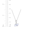 Thumbnail Image 6 of Heart-Shaped Lab-Created Opal & White Lab-Created Sapphire Necklace Sterling Silver 18&quot;