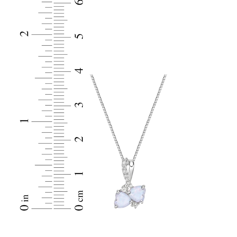 Main Image 6 of Heart-Shaped Lab-Created Opal & White Lab-Created Sapphire Necklace Sterling Silver 18&quot;