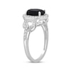 Thumbnail Image 2 of Oval-Cut Black Onyx & White Lab-Created Sapphire Halo Ring Sterling Silver