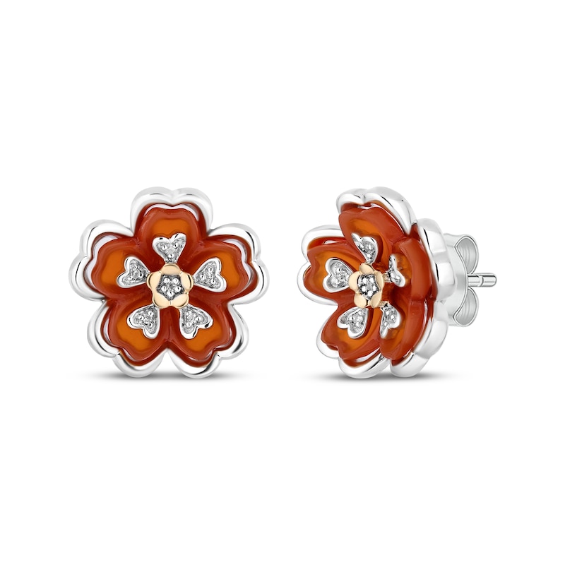 Disney Treasures Encanto Red Onyx & Diamond Accent Earrings Sterling Silver & 10K Yellow Gold