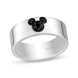 Men's Disney Treasures Mickey Mouse Black Onyx & Diamond Accent Ring Sterling Silver