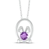 Thumbnail Image 1 of Amethyst & White Lab-Created Sapphire Bunny Bowtie Necklace Sterling Silver 18&quot;