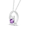 Thumbnail Image 2 of Amethyst & White Lab-Created Sapphire Bunny Bowtie Necklace Sterling Silver 18&quot;