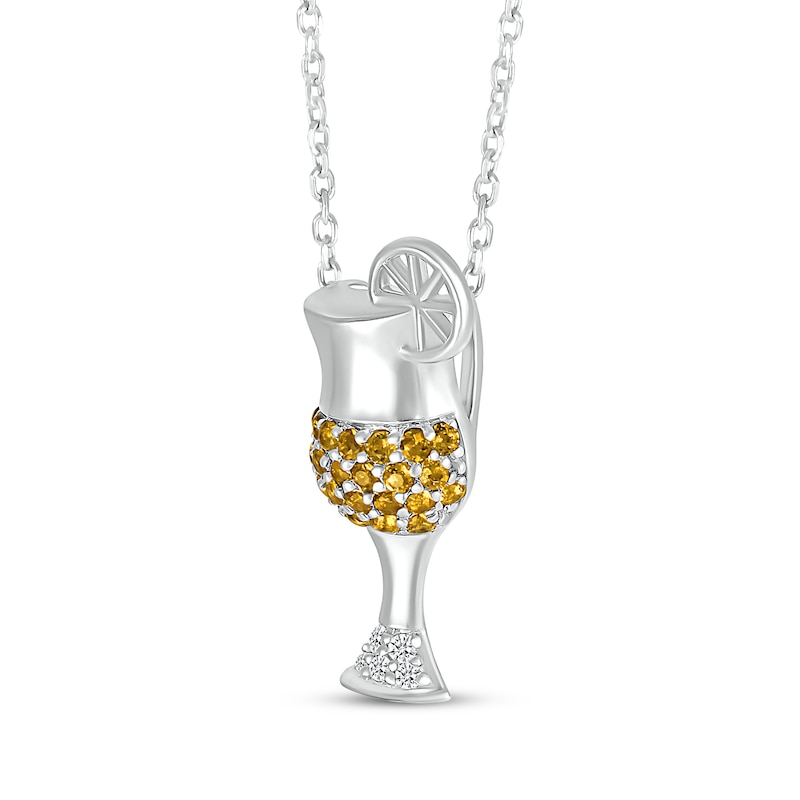 Main Image 2 of Citrine & White Lab-Created Sapphire Cocktail Necklace Sterling Silver 18&quot;