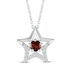 Thumbnail Image 1 of Garnet & White Lab-Created Sapphire Star Necklace Sterling Silver 18&quot;