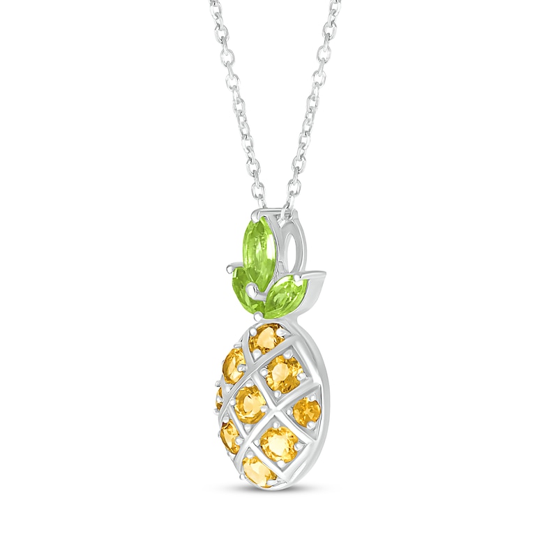 Main Image 2 of Marquise-Cut Peridot & Round-Cut Citrine Pineapple Necklace Sterling Silver 18&quot;