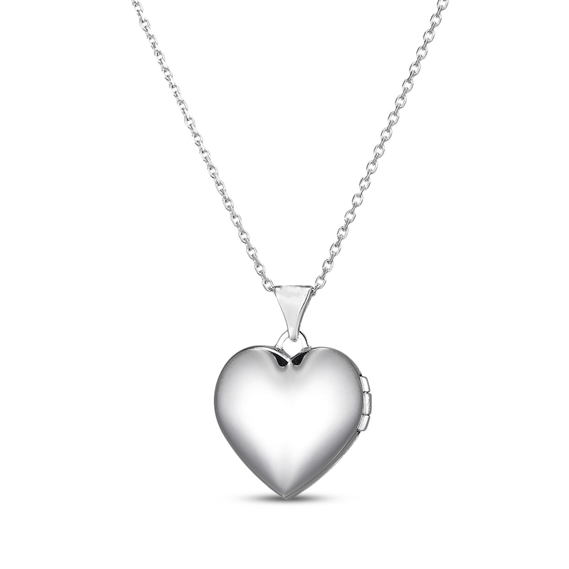 Main Image 3 of Heart-Shaped Black Agate Locket Sterling Silver 18&quot;