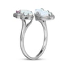 Thumbnail Image 2 of Pear-Shaped & Marquise-Cut Lab-Created Opal, Pink & White Lab-Created Sapphire Butterfly Bypass Ring Sterling Silver