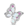Thumbnail Image 3 of Pear-Shaped & Marquise-Cut Lab-Created Opal, Pink & White Lab-Created Sapphire Butterfly Bypass Ring Sterling Silver