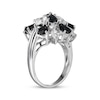 Thumbnail Image 2 of Pear-Shaped Black Agate & Marquise-Cut White Lab-Created Sapphire Cluster Ring Sterling Silver