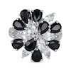 Thumbnail Image 3 of Pear-Shaped Black Agate & Marquise-Cut White Lab-Created Sapphire Cluster Ring Sterling Silver