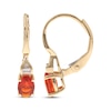 Thumbnail Image 1 of Oval-Cut Mexican Fire Opal & Diamond Drop Earrings 1/15 ct tw 10K Yellow Gold