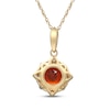 Thumbnail Image 3 of Fire Opal & Diamond Halo Necklace 1/6 ct tw 10K Yellow Gold 18&quot;