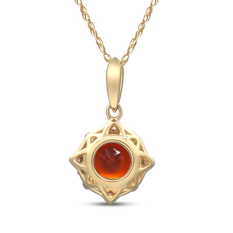 Main Image 3 of Fire Opal & Diamond Halo Necklace 1/6 ct tw 10K Yellow Gold 18&quot;