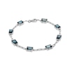 Thumbnail Image 1 of Emerald-Cut London Blue Topaz Station Bracelet Sterling Silver 7.25&quot;