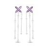 Thumbnail Image 2 of Amethyst & White Lab-Created Sapphire Flower Drop Earrings Sterling Silver