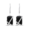 Thumbnail Image 2 of Emerald-Cut Black Onyx & Diamond Crossover Drop Earrings 1/8 ct tw Sterling Silver