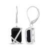 Thumbnail Image 3 of Emerald-Cut Black Onyx & Diamond Crossover Drop Earrings 1/8 ct tw Sterling Silver