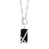 Thumbnail Image 0 of Black Onyx & Diamond Paperclip Chain Necklace 1/15 ct tw Sterling Silver 18"