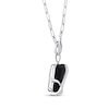 Thumbnail Image 1 of Black Onyx & Diamond Paperclip Chain Necklace 1/15 ct tw Sterling Silver 18"