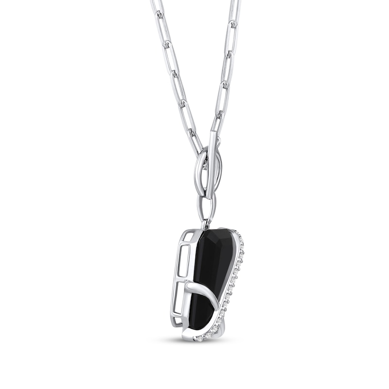 Main Image 2 of Black Onyx & Diamond Paperclip Chain Necklace 1/15 ct tw Sterling Silver 18&quot;