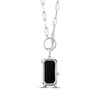 Thumbnail Image 2 of Black Onyx & Diamond Paperclip Chain Necklace 1/15 ct tw Sterling Silver 18"