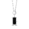 Thumbnail Image 3 of Black Onyx & Diamond Paperclip Chain Necklace 1/15 ct tw Sterling Silver 18&quot;