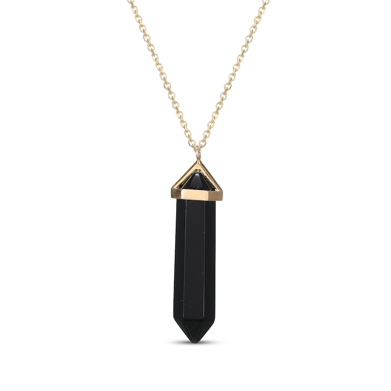 Main Image 1 of Hexagon-Cut Agate Necklace 10K Yellow Gold 18&quot;