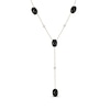 Thumbnail Image 1 of Oval-Cut Agate & Diamond Station Y-Drop Necklace 1/20 ct tw 10K Yellow Gold 18"