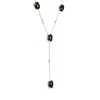 Thumbnail Image 2 of Oval-Cut Agate & Diamond Station Y-Drop Necklace 1/20 ct tw 10K Yellow Gold 18"