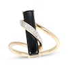Thumbnail Image 0 of Baguette-Cut Agate & Diamond Swirl Ring 1/10 ct tw 10K Yellow Gold