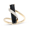 Thumbnail Image 1 of Baguette-Cut Agate & Diamond Swirl Ring 1/10 ct tw 10K Yellow Gold