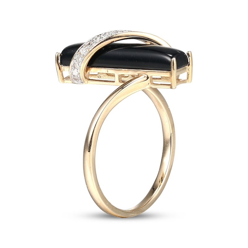 Main Image 2 of Baguette-Cut Agate & Diamond Swirl Ring 1/10 ct tw 10K Yellow Gold
