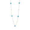 Thumbnail Image 2 of Turquoise & Diamond Station Necklace 1/20 ct tw 10K Yellow Gold 18&quot;